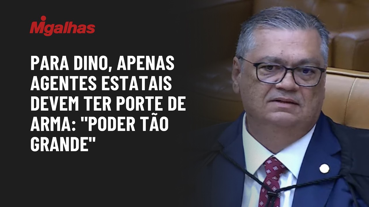 Para Dino, apenas agentes estatais devem ter porte de arma: "Poder tão grande"