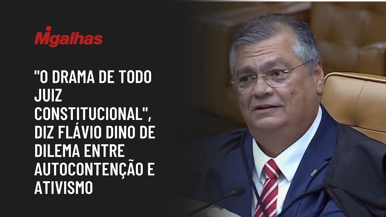 "O drama de todo juiz constitucional", diz Flávio Dino de dilema entre autocontenção e ativismo