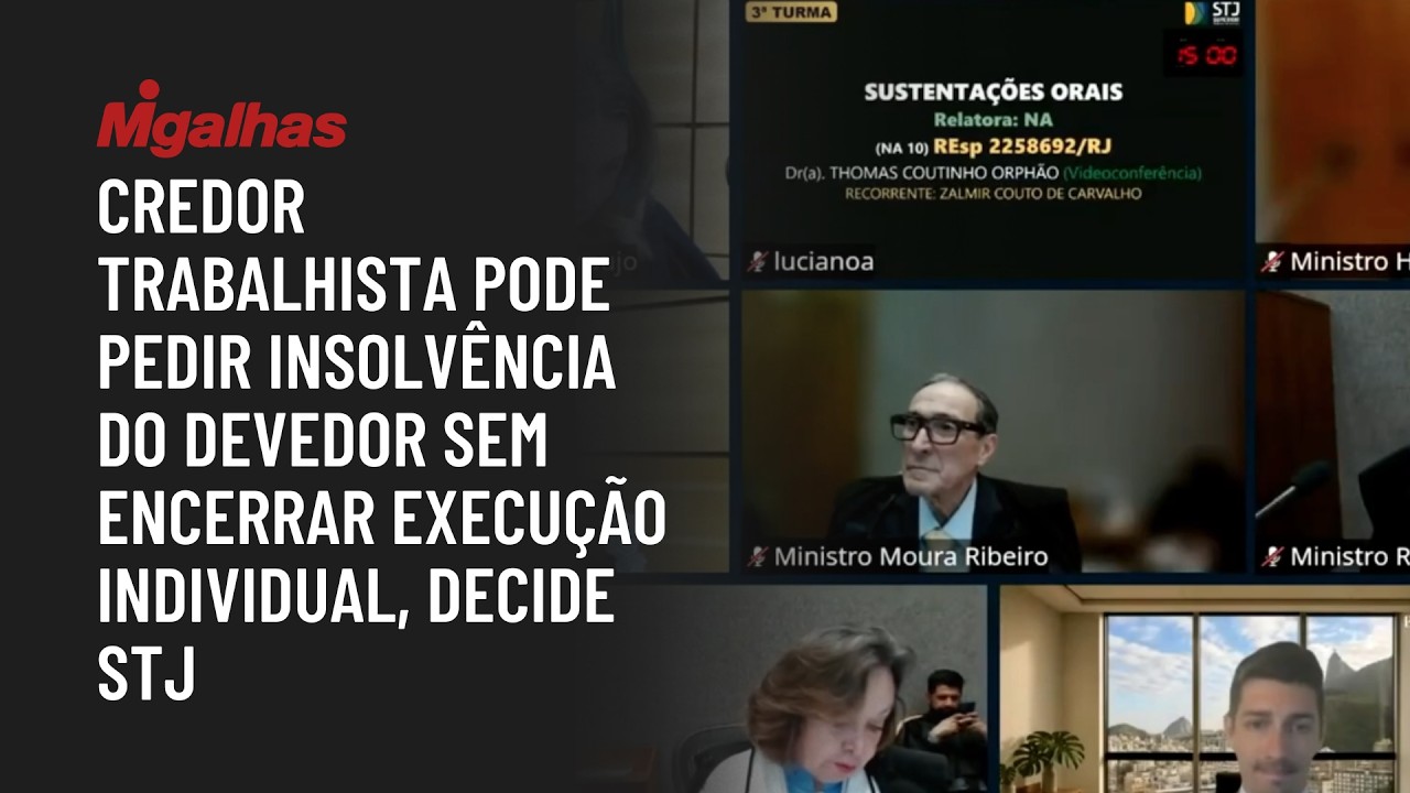 Credor trabalhista pode pedir insolvência do devedor sem encerrar execução individual, decide STJ