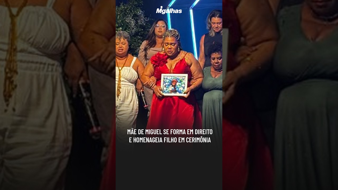 Mãe de Miguel se forma em Direito e homenageia filho em cerimônia