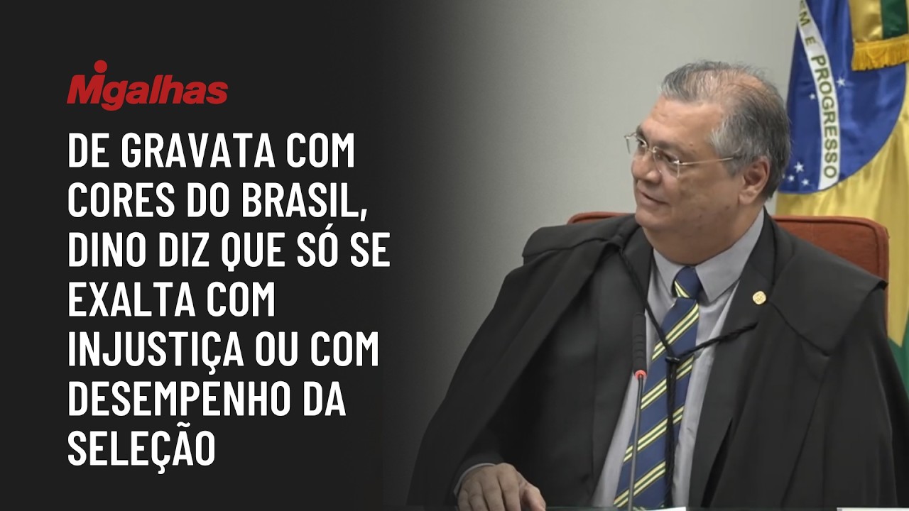 De gravata com cores do Brasil, Dino diz que só se exalta com injustiça ou com desempenho da seleção