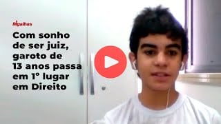 Com sonho de ser juiz, garoto de 13 anos passa em 1º lugar em Direito