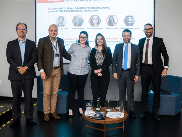 Da esquerda para a direita: Diogo Malan, membro do Conselho Fiscal do IBDPE, Ricardo Ganelhú, Professor de Direito Penal da Fucape, Bibiana Fontella, presidente do IBDPE, Daniela Eilberg, Doutoranda e (Imagem: Divulgação Peter Filho, Sodré, Rebouças & Sardenberg Advocacia)
