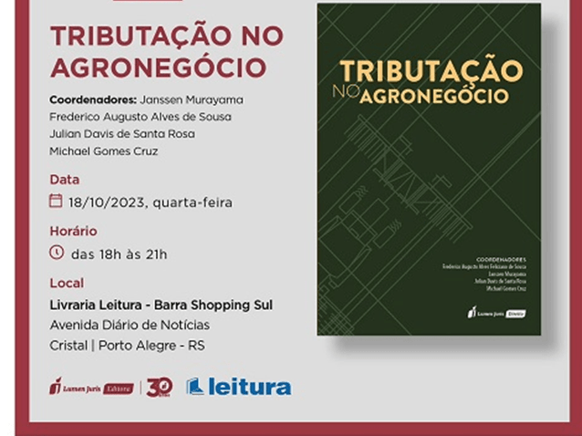 Livro "Tributação no Agronegócio" será lançado hoje, em Porto Alegre Livro "Tributação no Agronegócio" será lançado hoje, em Porto Alegre