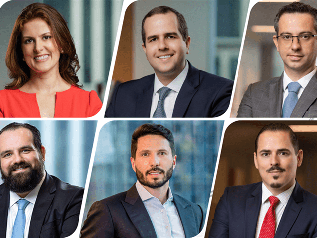 Ana Bátia Glenk, Antonio Valerio de Carvalho, Claudio Pieroni, Diego de Souza Aguiar, Rafael Erlinger e Marcos Fantinato. (Imagem: Divulgação Machado Meyer Advogados)