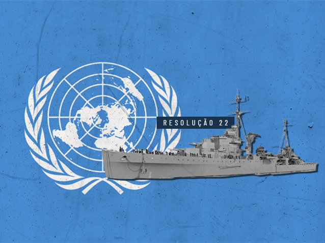  (Imagem: ONU/Beadell, S J (Lt), Royal Navy Official Photographer/Arte Migalhas)