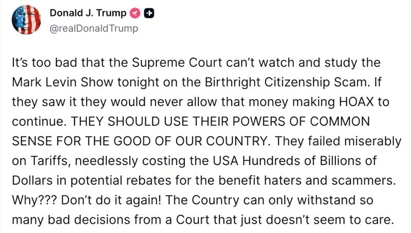  (Imagem: Reprodução/Truth Social)