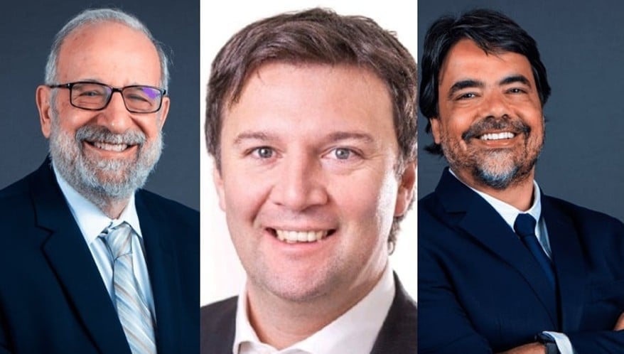 Francisco Fragata Jr., Juan Edgardo Pringles e Marcelo  Bortolini. (Imagem: Divulgação)