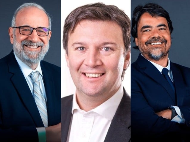 Francisco Fragata Jr., Juan Edgardo Pringles e Marcelo  Bortolini. (Imagem: Divulgação)