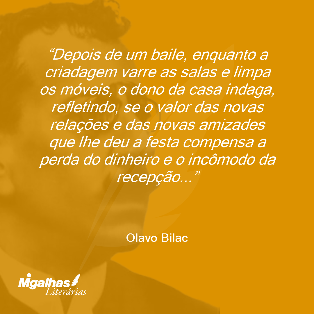 Depois de um baile, enquanto a criadagem varre as salas e limpa os móveis, o dono da casa indaga, refletindo, se o valor das novas relações e das novas amizades que lhe deu a festa compensa a perda do dinheiro e o incômodo da recepção...