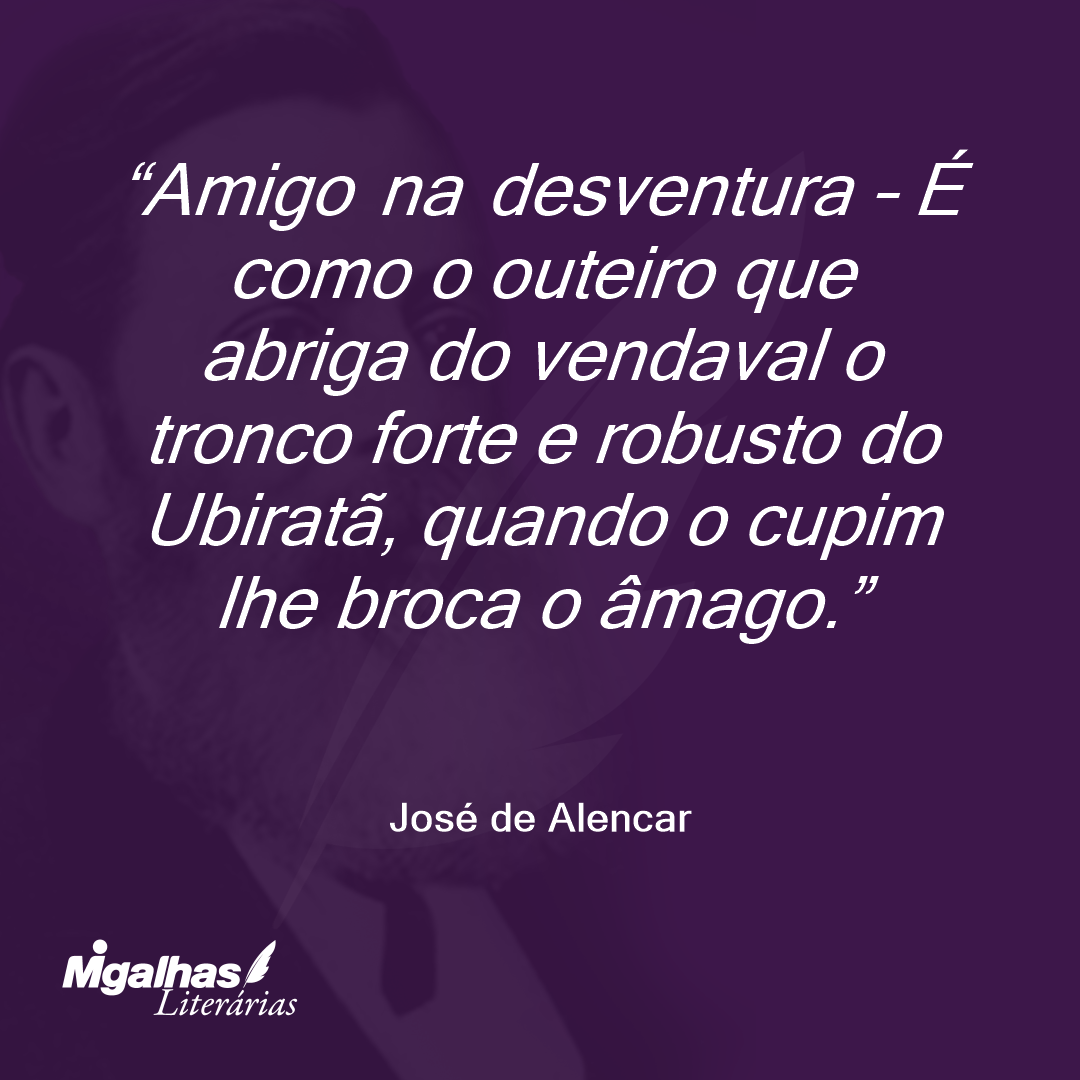 Amigo na desventura - É como o outeiro que abriga do vendaval o tronco forte e robusto do Ubiratã, quando o cupim lhe broca o âmago. 