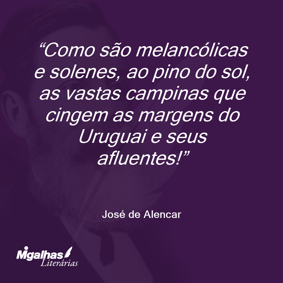 Como são melancólicas e solenes, ao pino do sol, as vastas campinas que cingem as margens do Uruguai e seus afluentes!  