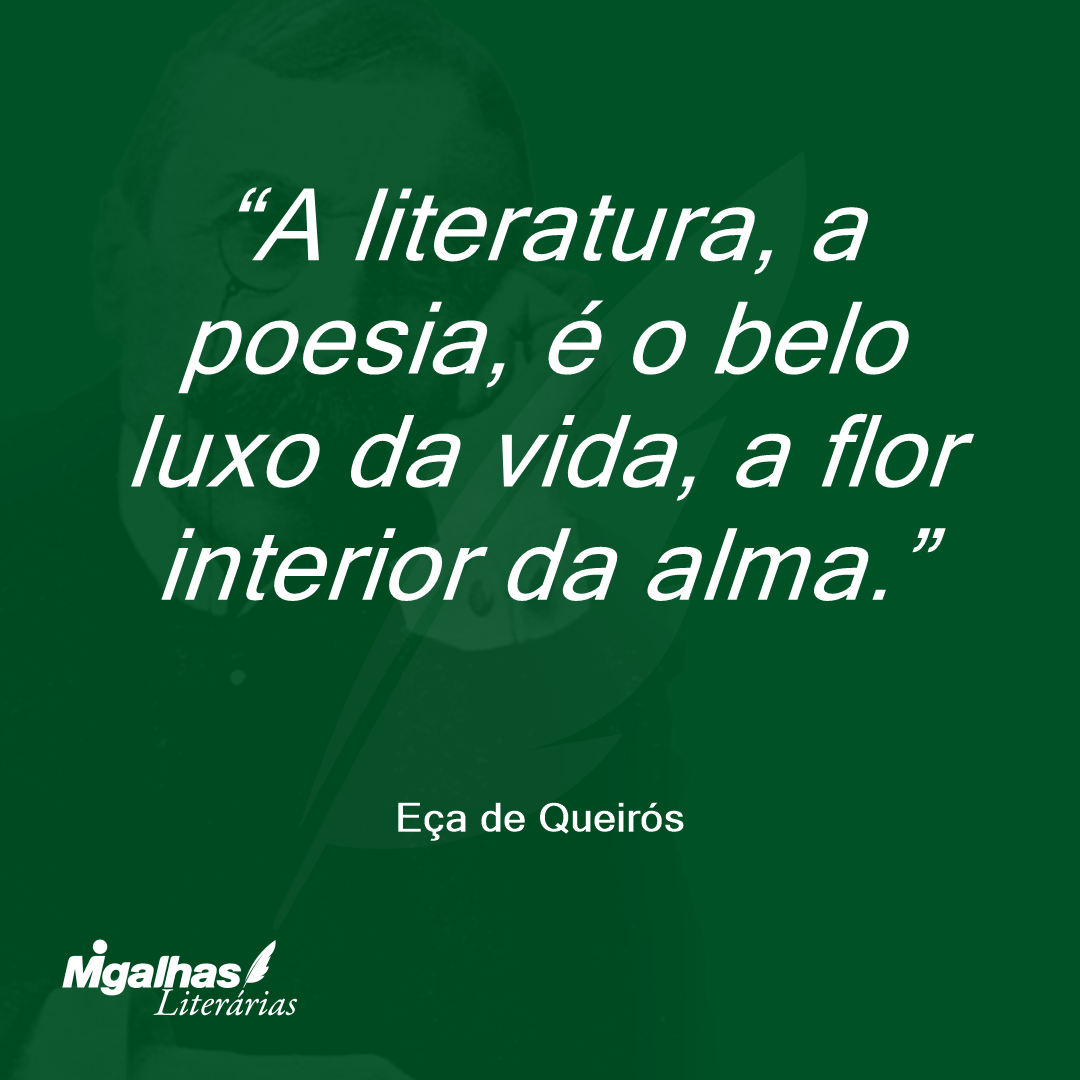 A literatura, a poesia, é o belo luxo da vida, a flor interior da alma. 